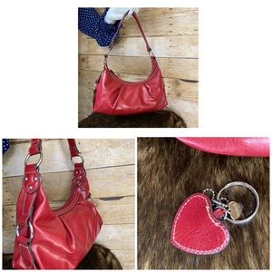 Red Rossetti shoulder bag purse with matching key chain